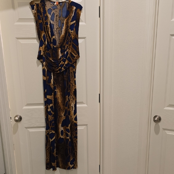 VENUS Blue and Brown Maxi Dress - Picture 1 of 6